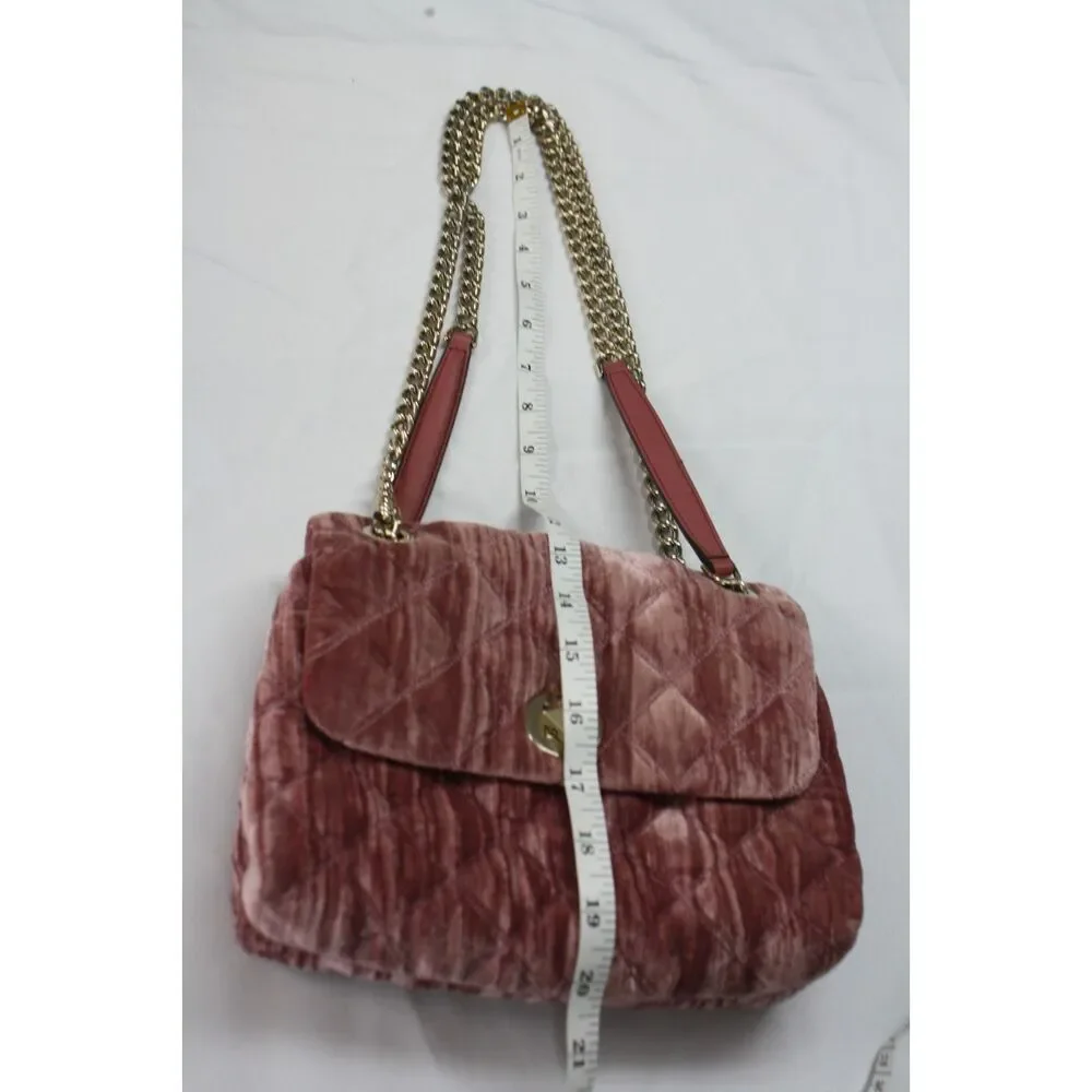 Kate Spade New York Natalia Pink Velvet Quilted Chain Shoulder Bag Coquette